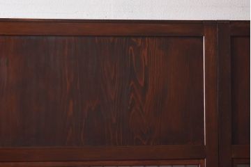 昭和初期　デザインガラス入り　上質な組子が目を惹くガラス帯戸4枚セット(ガラス戸、格子戸)