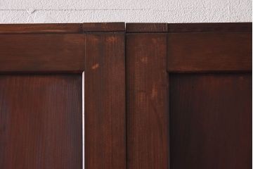 昭和初期　デザインガラス入り　上質な組子が目を惹くガラス帯戸4枚セット(ガラス戸、格子戸)