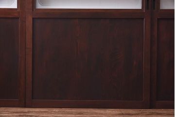 昭和初期　デザインガラス入り　上質な組子が目を惹くガラス帯戸4枚セット(ガラス戸、格子戸)