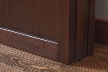 昭和初期　デザインガラス入り　上質な組子が目を惹くガラス帯戸4枚セット(ガラス戸、格子戸)