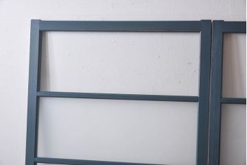 ペイント家具　すりガラス入り　木味の楽しめるシンプルなガラス戸2枚セット(引き戸)