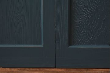 ペイント家具　すりガラス入り　木味の楽しめるシンプルなガラス戸2枚セット(引き戸)