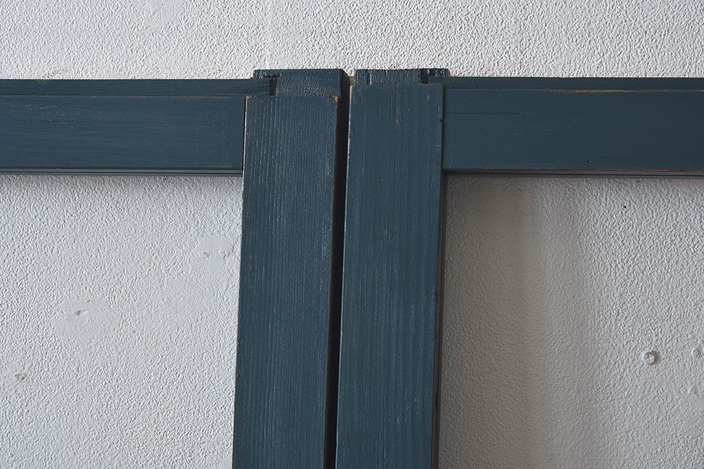 ペイント家具　すりガラス入り　木味の楽しめるシンプルなガラス戸2枚セット(引き戸)