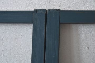 ペイント家具　すりガラス入り　木味の楽しめるシンプルなガラス戸2枚セット(引き戸)