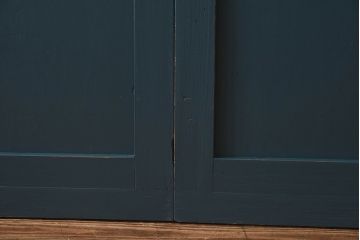 ペイント家具　すりガラス入り　木味の楽しめるシンプルなガラス戸2枚セット(引き戸)