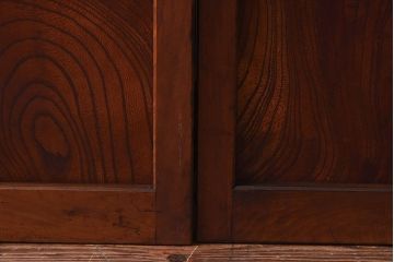 昭和初期　ケヤキ材使用　上質な作りが味わえる万本格子戸(ガラス帯戸、引き戸)4枚セット