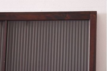 昭和初期　ケヤキ材使用　上質な作りが味わえる万本格子戸(ガラス帯戸、引き戸)4枚セット