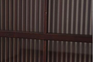 昭和初期　ケヤキ材使用　上質な作りが味わえる万本格子戸(ガラス帯戸、引き戸)4枚セット