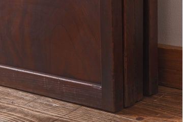 昭和初期　ケヤキ材使用　上質な作りが味わえる万本格子戸(ガラス帯戸、引き戸)4枚セット