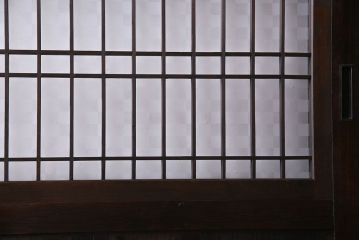 和製アンティーク　ラフジュ工房オリジナルガラス入り　和モダンの雰囲気を引き立てるガラス帯戸(板戸、引き戸、建具)2枚組