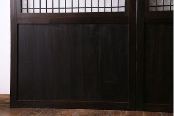 和製アンティーク　ラフジュ工房オリジナルガラス入り　和モダンの雰囲気を引き立てるガラス帯戸(板戸、引き戸、建具)2枚組