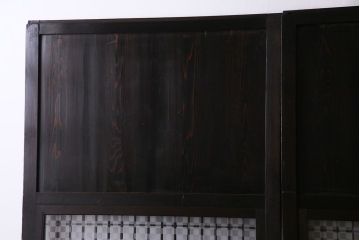和製アンティーク　ラフジュ工房オリジナルガラス入り　和モダンの雰囲気を引き立てるガラス帯戸(板戸、引き戸、建具)2枚組