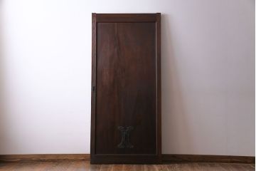 和製アンティーク　希少品!　総ケヤキ材　和の趣を味わえる小さな蔵戸(引き戸、建具、玄関戸)