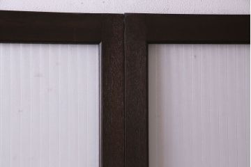 昭和中期　銀モールガラス入り　大判のレトロガラスが可愛らしい引き戸2枚セット(ガラス戸)