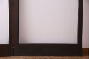 昭和中期　銀モールガラス入り　大判のレトロガラスが可愛らしい引き戸2枚セット(ガラス戸)
