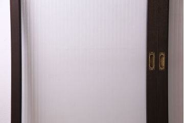昭和中期　銀モールガラス入り　大判のレトロガラスが可愛らしい引き戸2枚セット(ガラス戸)