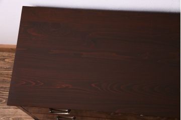 アンティーク家具　昭和初期　鉄脚付き!　美しい漆塗りが上品な時代箪笥ローチェスト(ローボード、リビングボード、引き出し)