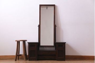 中古　松本民芸家具　M型一面鏡 I　　シンプルなデザインのドレッサー(鏡台)(定価約17万円)(1)