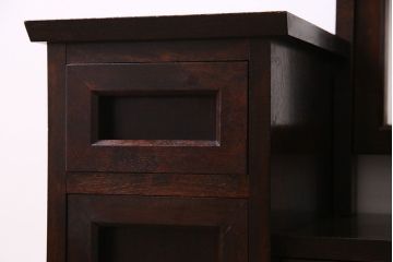 中古　松本民芸家具　M型一面鏡 I　　シンプルなデザインのドレッサー(鏡台)(定価約17万円)(1)