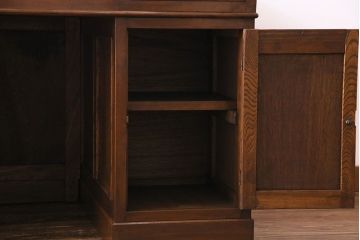 昭和中期　美品!ナラ材　風格のある佇まいの組み立て式両袖机(ワークデスク、在宅ワーク、在宅用、作業台)