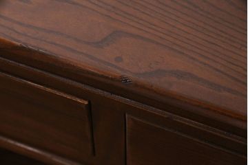 昭和中期　美品!ナラ材　風格のある佇まいの組み立て式両袖机(ワークデスク、在宅ワーク、在宅用、作業台)