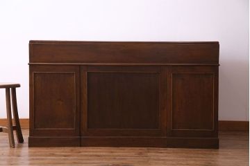 昭和中期　美品!ナラ材　風格のある佇まいの組み立て式両袖机(ワークデスク、在宅ワーク、在宅用、作業台)