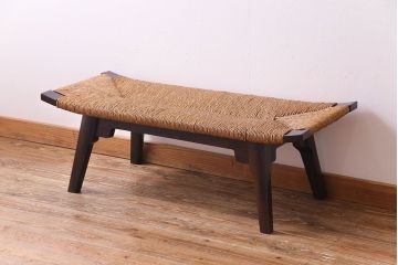 中古　松本民芸家具　ラッシ　3.5尺長スツール(ベンチ、長椅子、チェア)(定価約19万4千円)