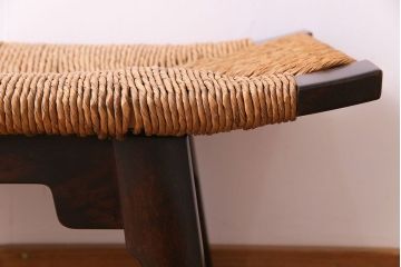 中古　松本民芸家具　ラッシ　3.5尺長スツール(ベンチ、長椅子、チェア)(定価約19万4千円)