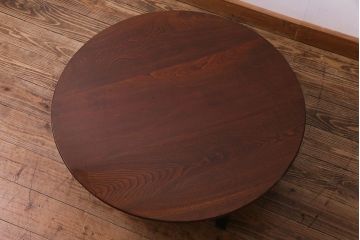 レトロ家具　昭和レトロ　栓材　和テイストの演出にぴったりの丸ちゃぶ台(ローテーブル、センターテーブル、座卓)(1)