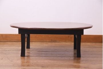 レトロ家具　昭和レトロ　栓材　和テイストの演出にぴったりの丸ちゃぶ台(ローテーブル、センターテーブル、座卓)(1)
