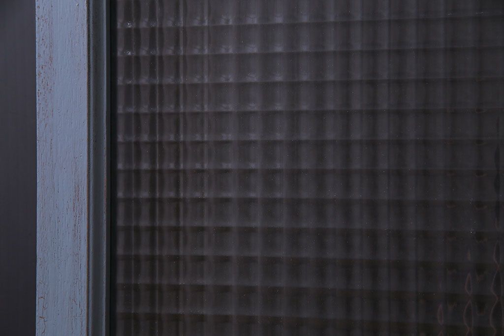 ペイント家具　チェッカーガラス入り!シャビーシックなガラス戸(窓、引き戸、建具)2枚組