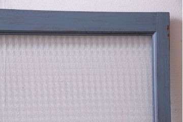 ペイント家具　チェッカーガラス入り!シャビーシックなガラス戸(窓、引き戸、建具)2枚組