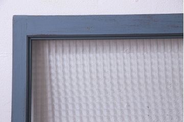ペイント家具　チェッカーガラス入り!シャビーシックなガラス戸(窓、引き戸、建具)2枚組