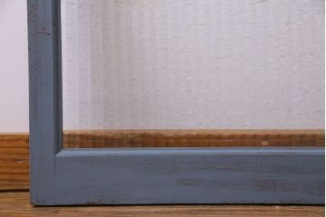 ペイント家具　チェッカーガラス入り!シャビーシックなガラス戸(窓、引き戸、建具)2枚組