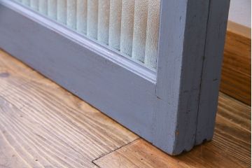 ペイント家具　チェッカーガラス入り!シャビーシックなガラス戸(窓、引き戸、建具)2枚組