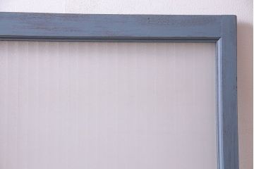 ペイント家具　チェッカーガラス入り!シャビーシックなガラス戸(窓、引き戸、建具)2枚組