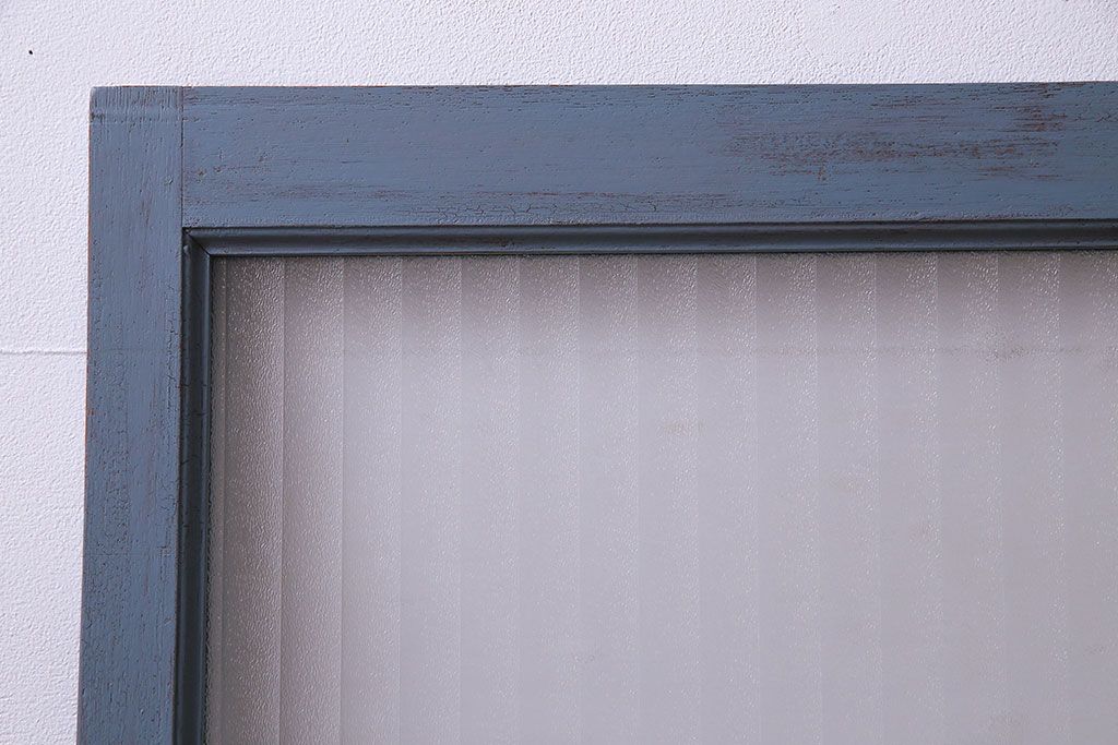 ペイント家具　チェッカーガラス入り!シャビーシックなガラス戸(窓、引き戸、建具)2枚組