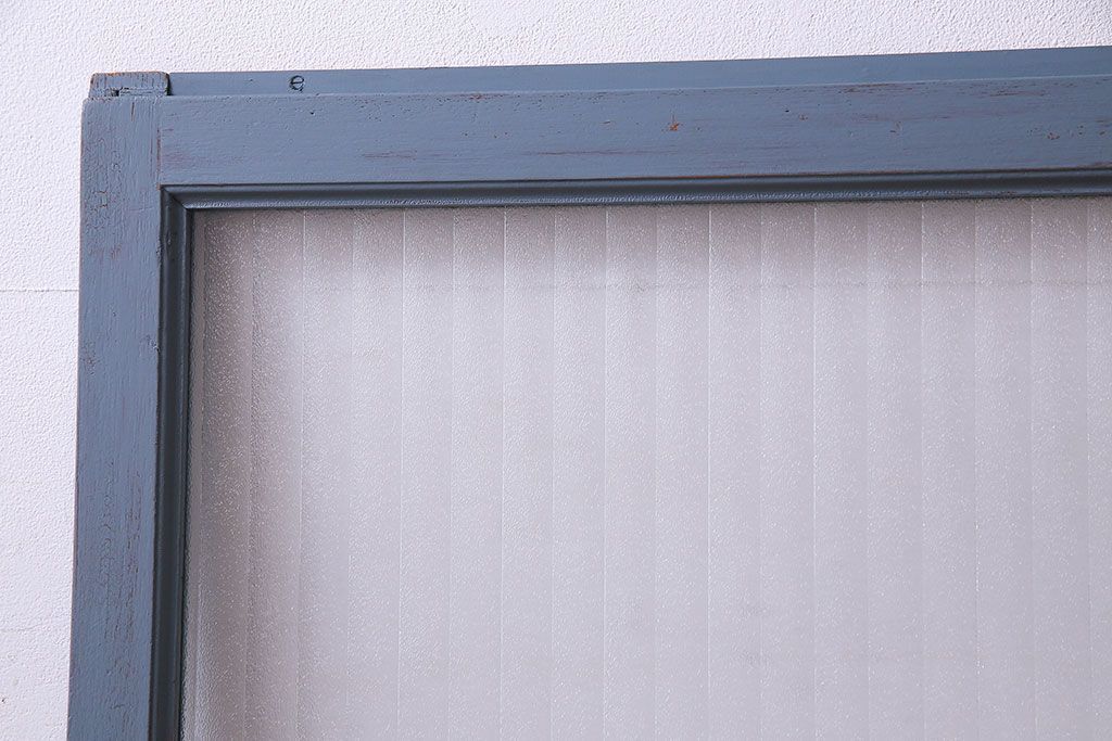 ペイント家具　銀モールガラス入り　レトロでシャビーな雰囲気を楽しめるガラス戸2枚セット(窓、引き戸)