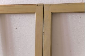 ペイント建具　当店オリジナルガラス　レトロな雰囲気が魅力のガラス格子戸2枚セット(引き戸)(1)