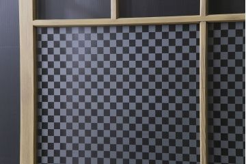 ペイント建具　当店オリジナルガラス　レトロな雰囲気が魅力のガラス格子戸2枚セット(引き戸)(1)