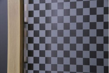 ペイント建具　当店オリジナルガラス　レトロな雰囲気が魅力のガラス格子戸2枚セット(引き戸)(1)