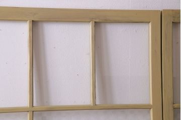 ペイント建具　当店オリジナルガラス　レトロな雰囲気が魅力のガラス格子戸2枚セット(引き戸)(1)