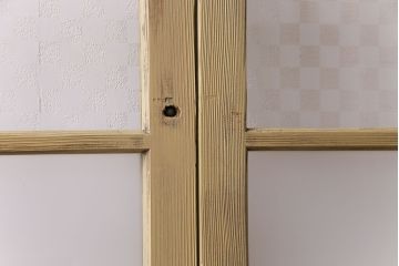 ペイント建具　当店オリジナルガラス　レトロな雰囲気が魅力のガラス格子戸2枚セット(引き戸)(1)