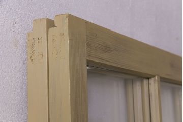 ペイント建具　当店オリジナルガラス　レトロな雰囲気が魅力のガラス格子戸2枚セット(引き戸)(1)