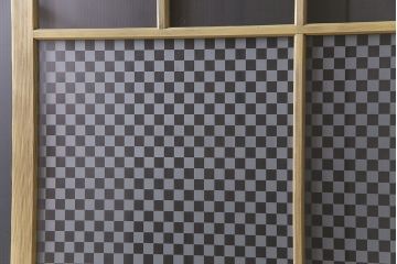 ペイント建具　当店オリジナルガラス　レトロな雰囲気が魅力のガラス格子戸2枚セット(引き戸)(2)