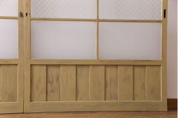 ペイント建具　当店オリジナルガラス　レトロな雰囲気が魅力のガラス格子戸2枚セット(引き戸)(2)