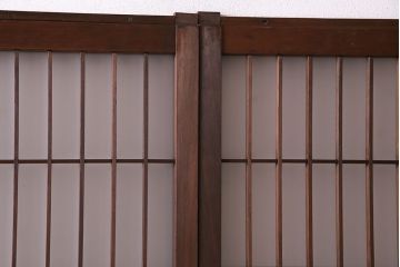 昭和レトロ　オリジナルガラス入り　異なるガラスの組み合わせがおしゃれなガラス帯戸2枚セット(引き戸、建具)