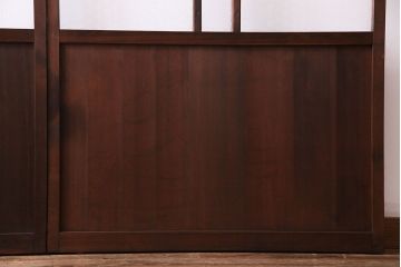 昭和レトロ　オリジナルガラス入り　異なるガラスの組み合わせがおしゃれなガラス帯戸2枚セット(引き戸、建具)