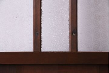 昭和レトロ　オリジナルガラス入り　異なるガラスの組み合わせがおしゃれなガラス帯戸2枚セット(引き戸、建具)