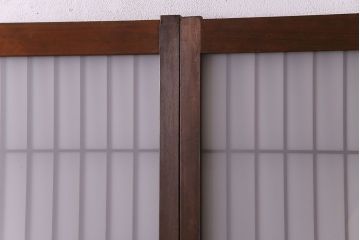 昭和レトロ　オリジナルガラス入り　異なるガラスの組み合わせがおしゃれなガラス帯戸2枚セット(引き戸、建具)